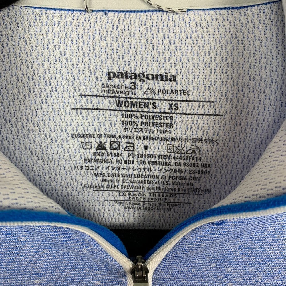 Patagonia Blue Capilene Mid Weight Quarter Zip Pu… - image 5
